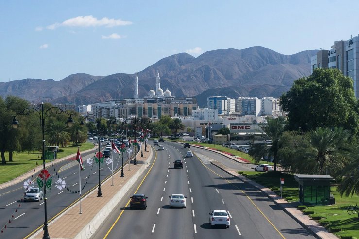 A view of Sultan Qaboos Street in Muscat, Oman.