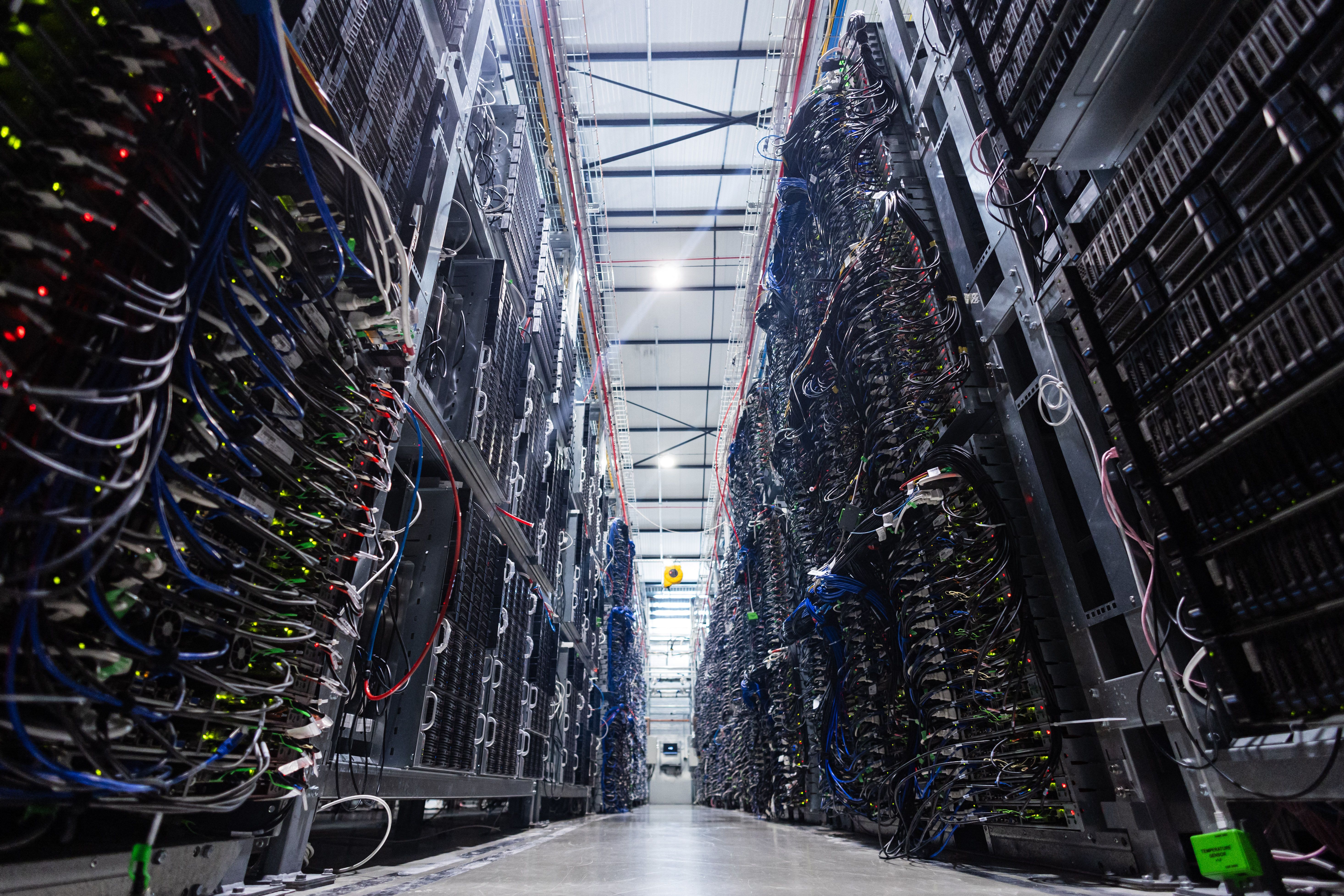The inside of a data center.