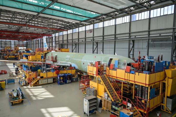 An A320 production line.