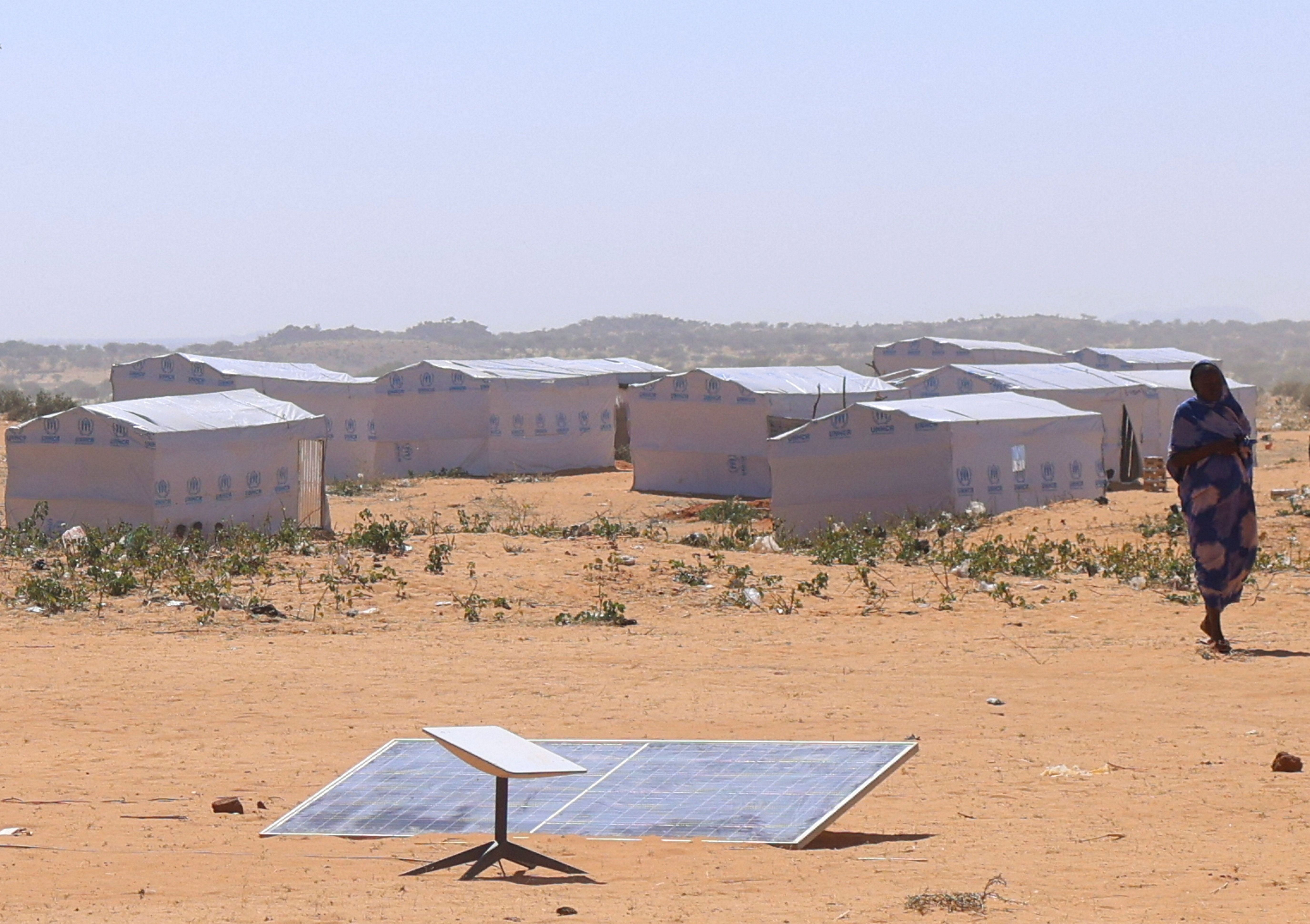 A Starlink device at a refugee camp in Chad.