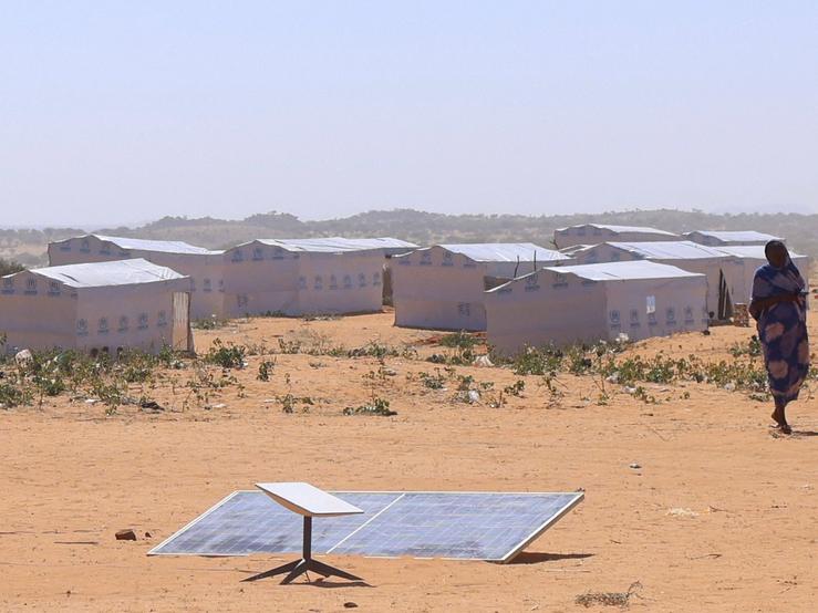 A Starlink device at a refugee camp in Chad.