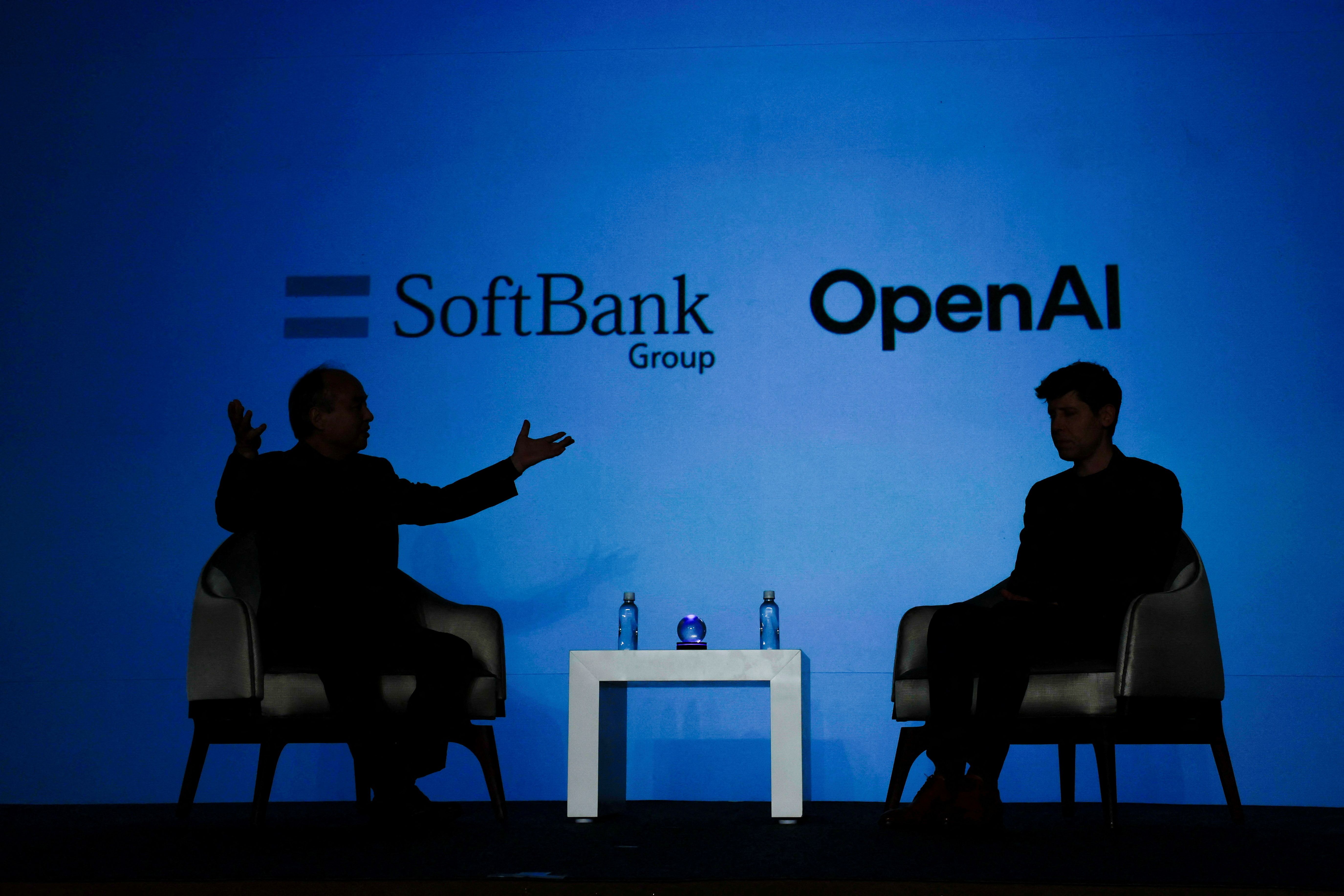 SoftBank and OpenAI CEOs at an event in February 2025.