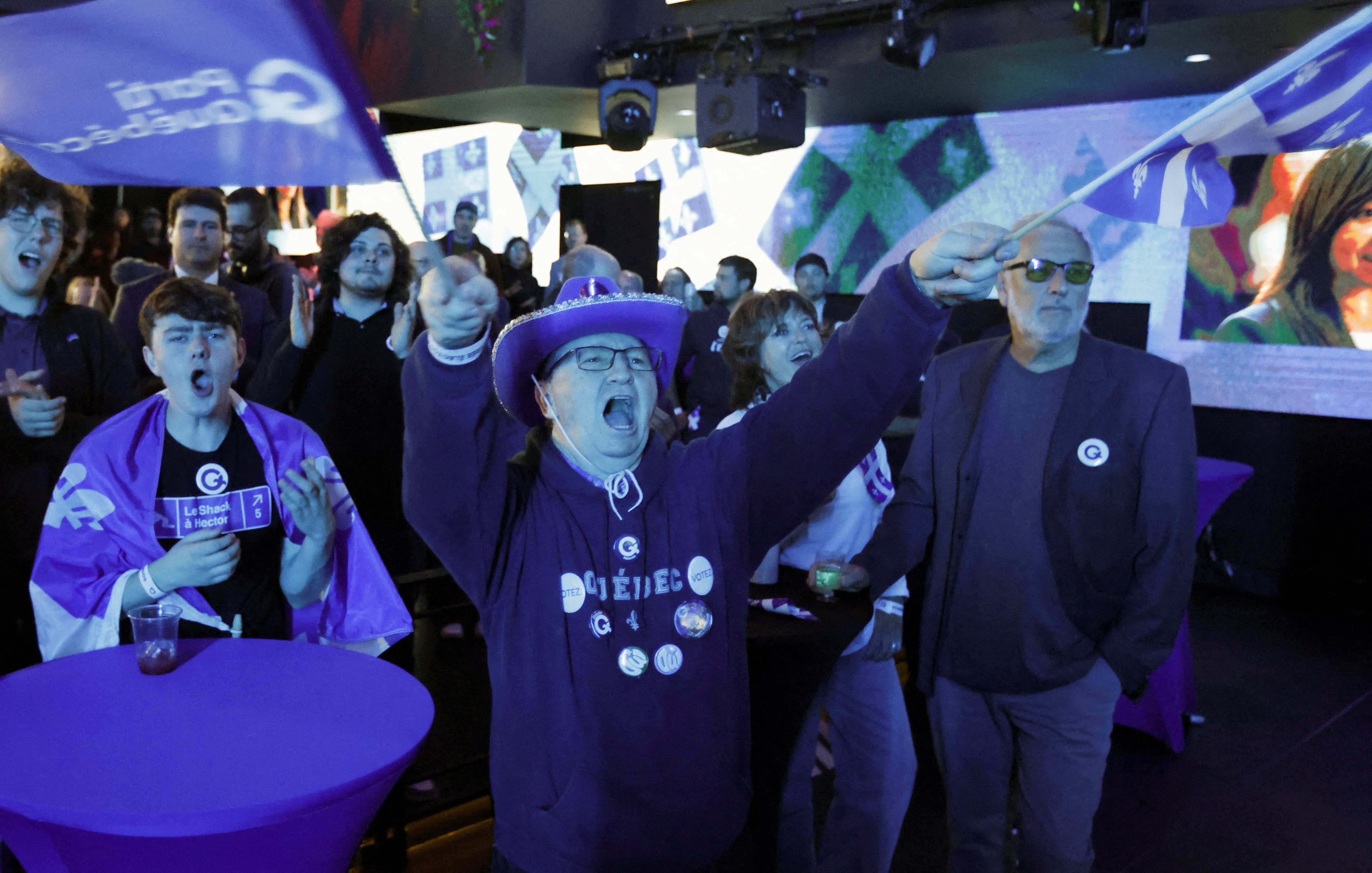 Supporters of Canada’s Parti Québécois celebrate 