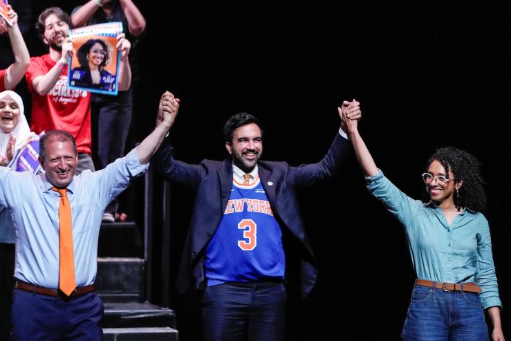 Brad Lander, Mayor Zohran Mamdani, and Darializa Avila Chevalier