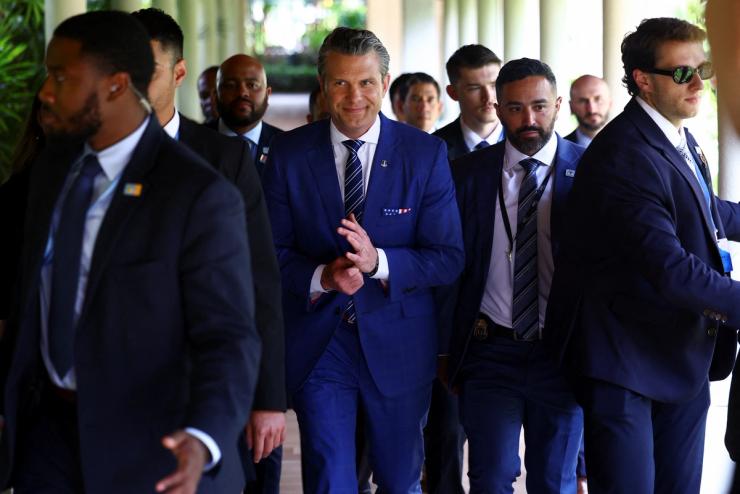 U.S. Defense Secretary Pete Hegseth arrives for a trilateral meeting between Japan, the U.S. and Australia.