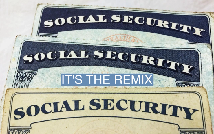 Social Security cards from different eras.