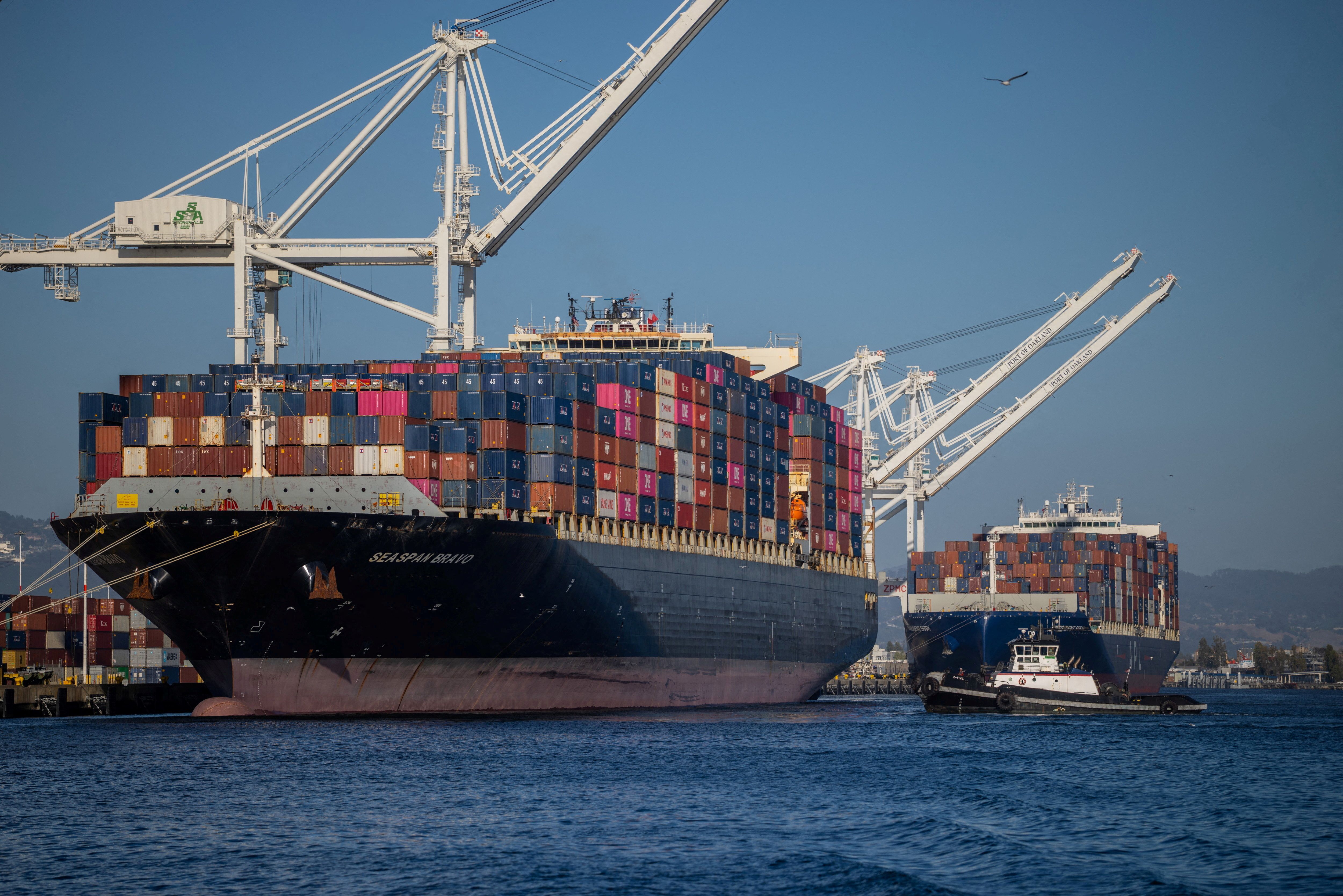 Cargo ships in a port