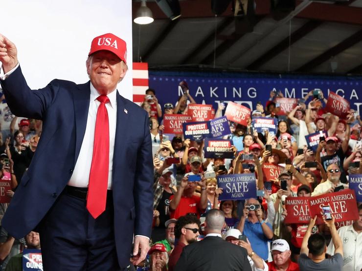 President Donald Trump at a campaign rally in North Carolina.