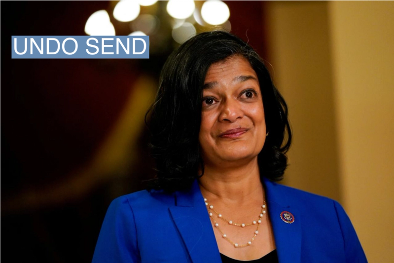Democratic U.S. Rep. Pramila Jayapal of Washington, running for re-election to the U.S. House of Representatives in the 2022 U.S. midterm elections, participates in a television interview at the U.S. Capitol in Washington, U.S., November 4, 2021.