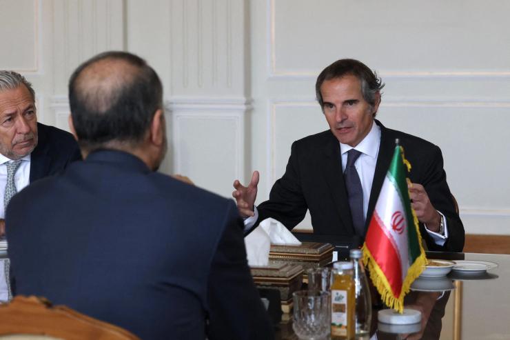 Iranian Foreign Minister Hossein Amir-Abdollahian meets with International Atomic Energy Agency (IAEA) chief Rafael Grossi in Tehran on March 4, 2023