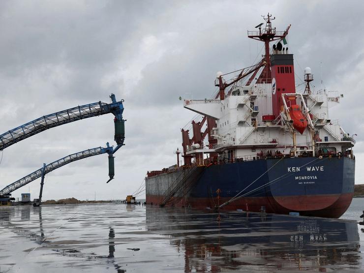 An oil vessel waits at the loading and discharging point of the Dangote refinery in April 2026