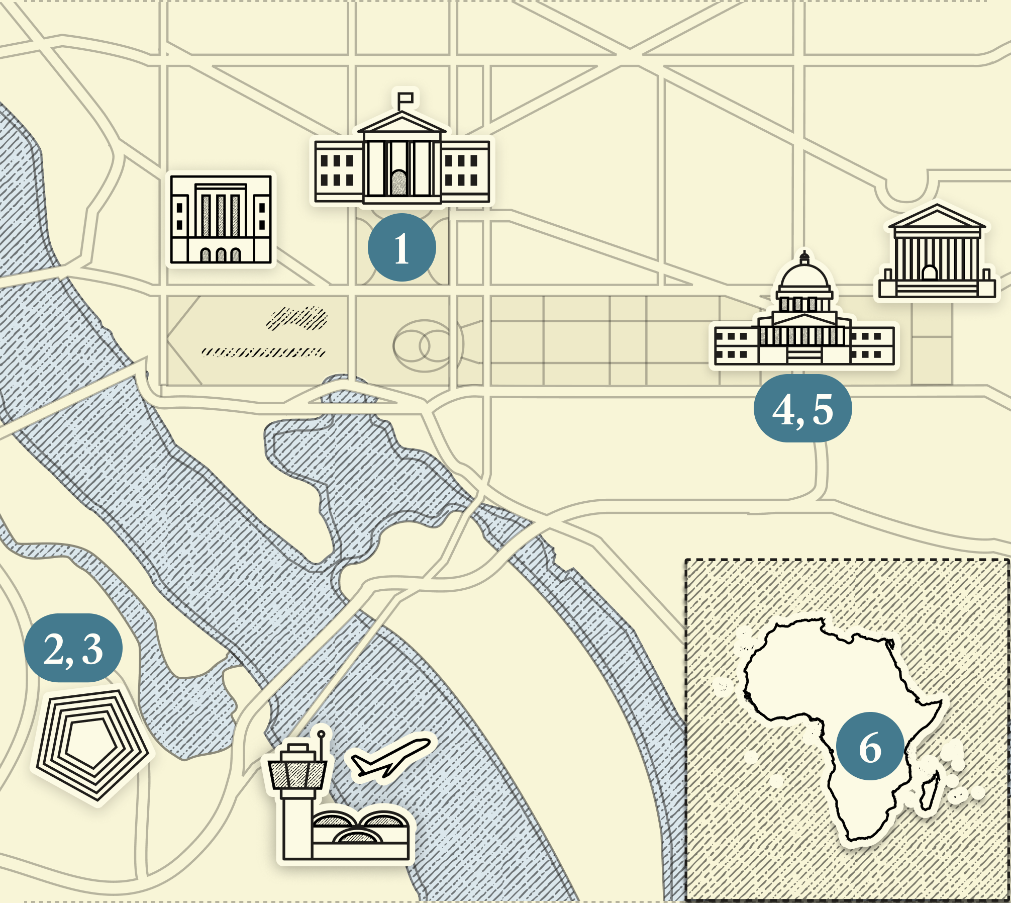 A numbered map of DC.