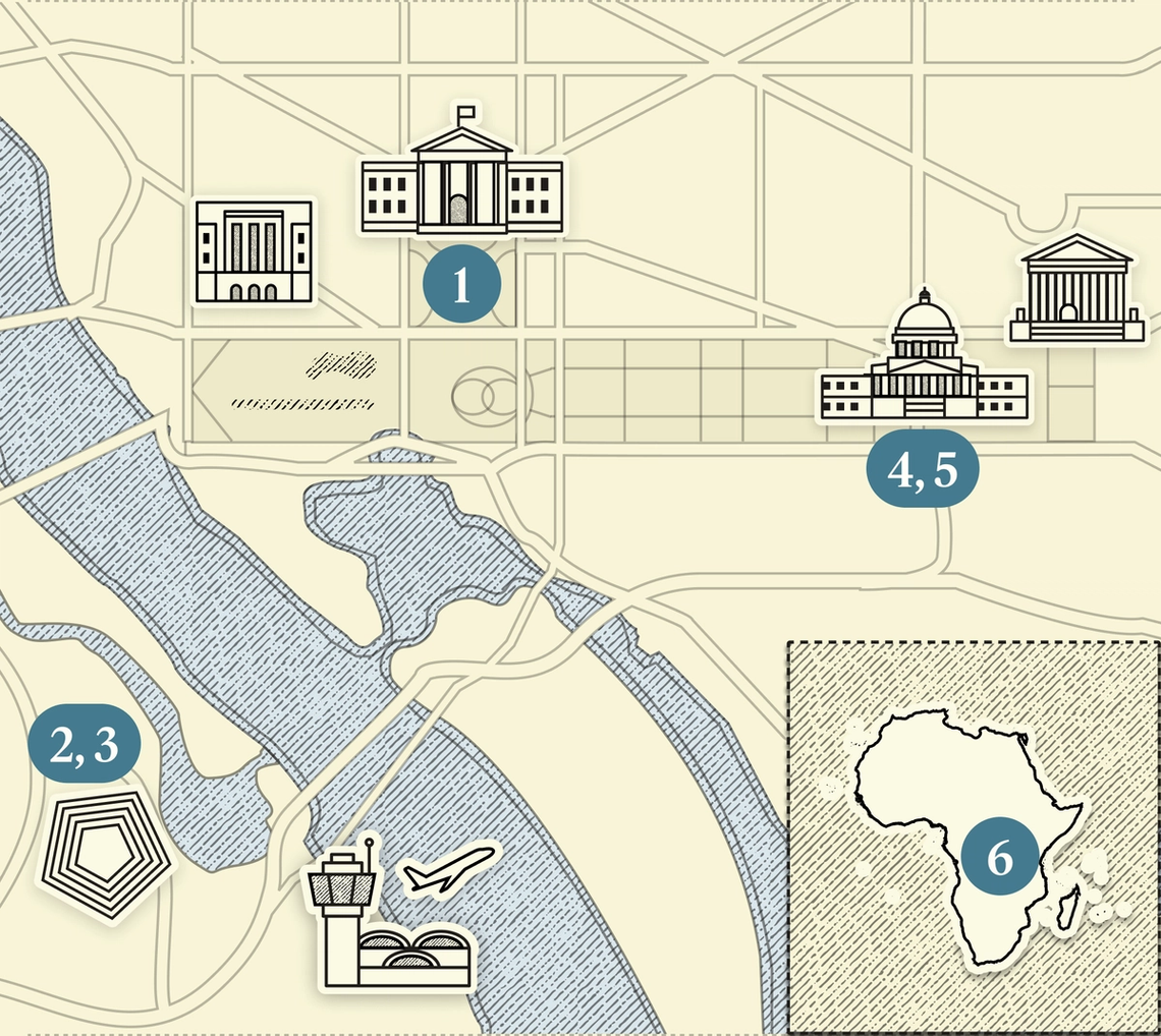 A numbered map of DC.