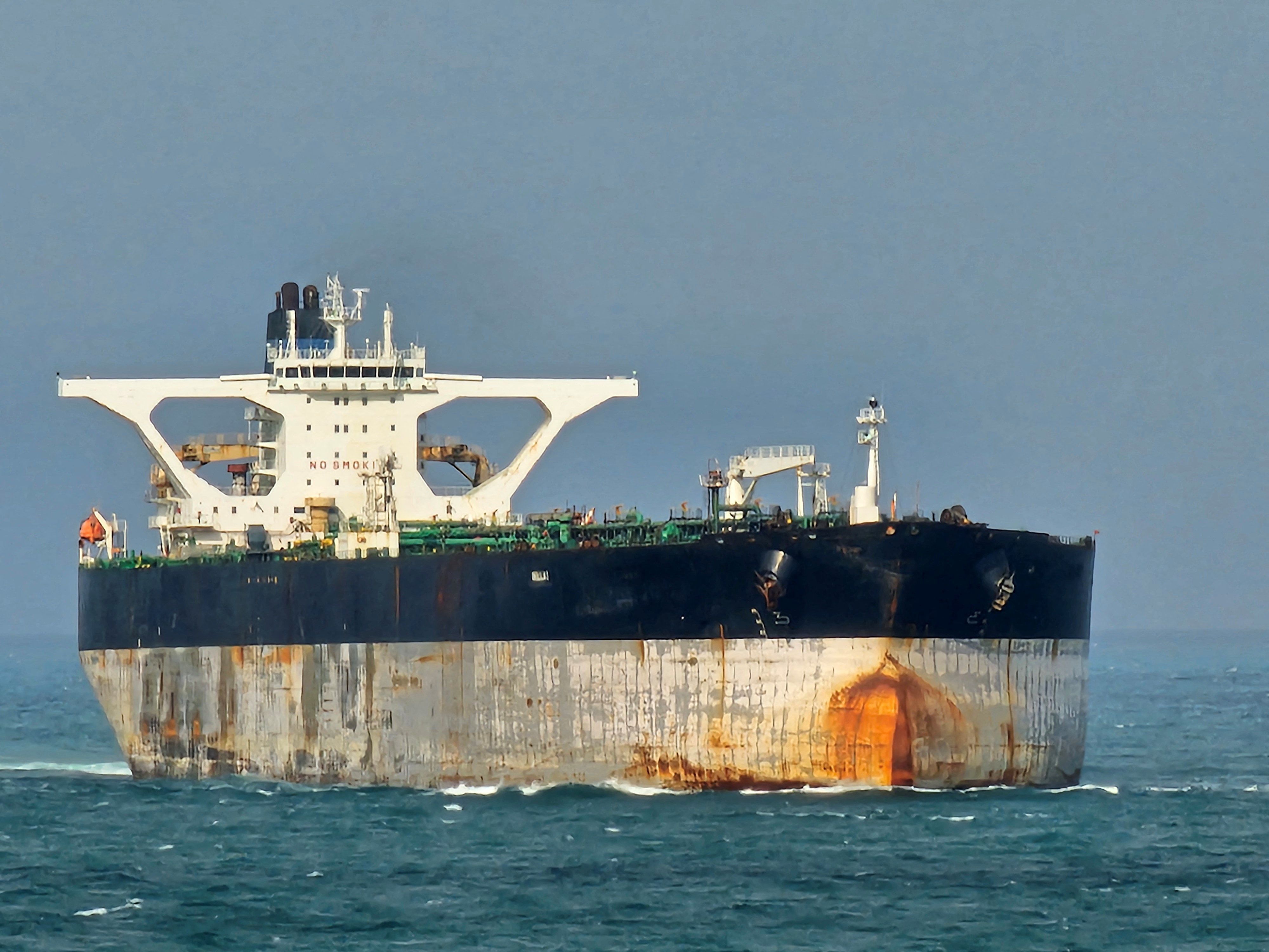 The vessel tanker Bella 1 at Singapore Strait, after U.S. officials say the U.S. Coast Guard pursued an oil tanker in international waters near Venezuela.