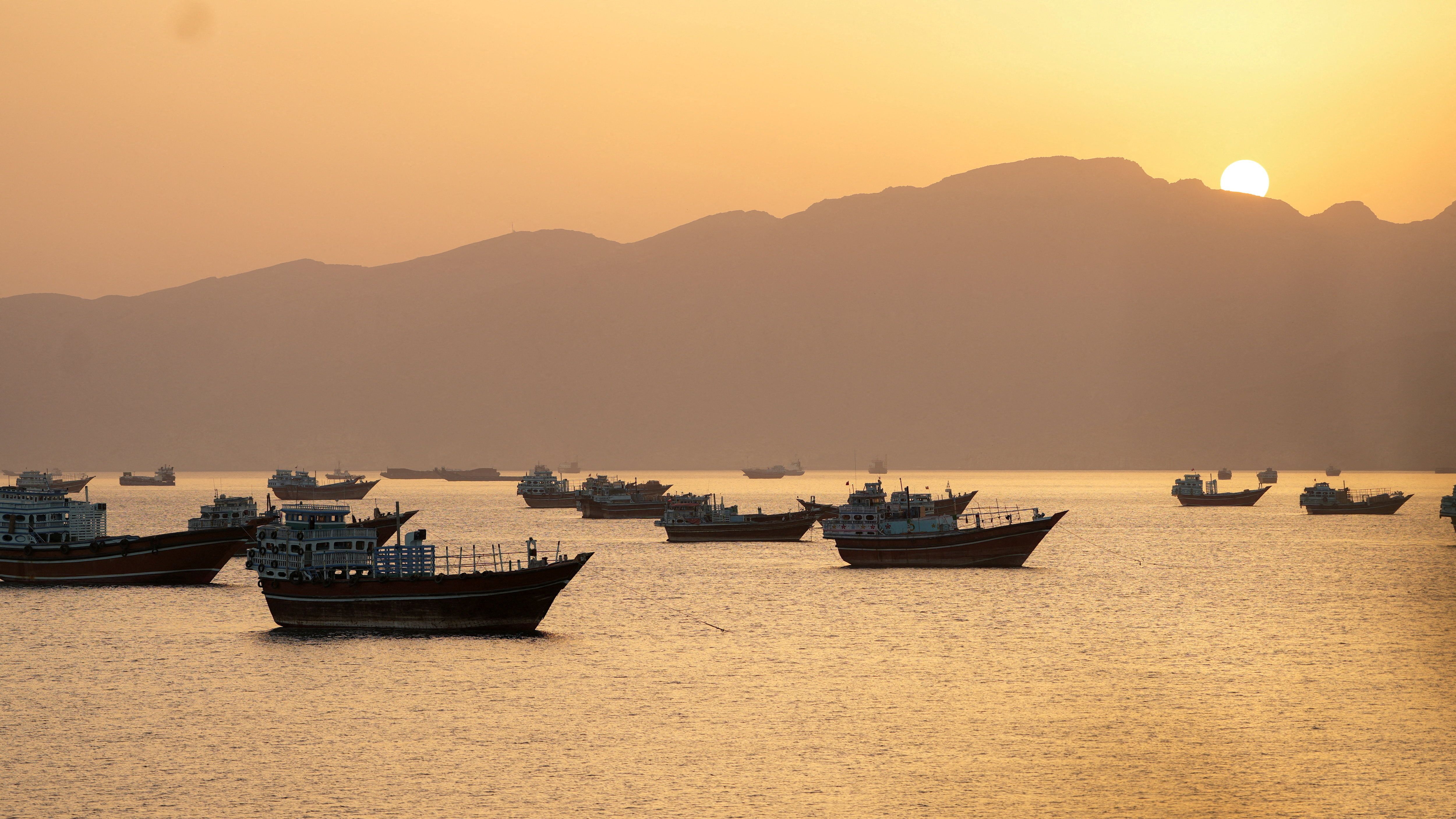 Vessels in the strait of Hormuz.