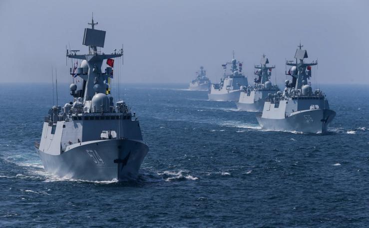 A fleet of ships sail out at sea as China and Russia’s naval joint drill concludes in Zhanjiang, Guangdong Province