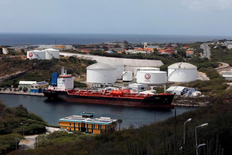 A crude oil tanker is d.cked at Isla Oil Refinery PDVSA terminal in Willemstad on the island of Curacao,