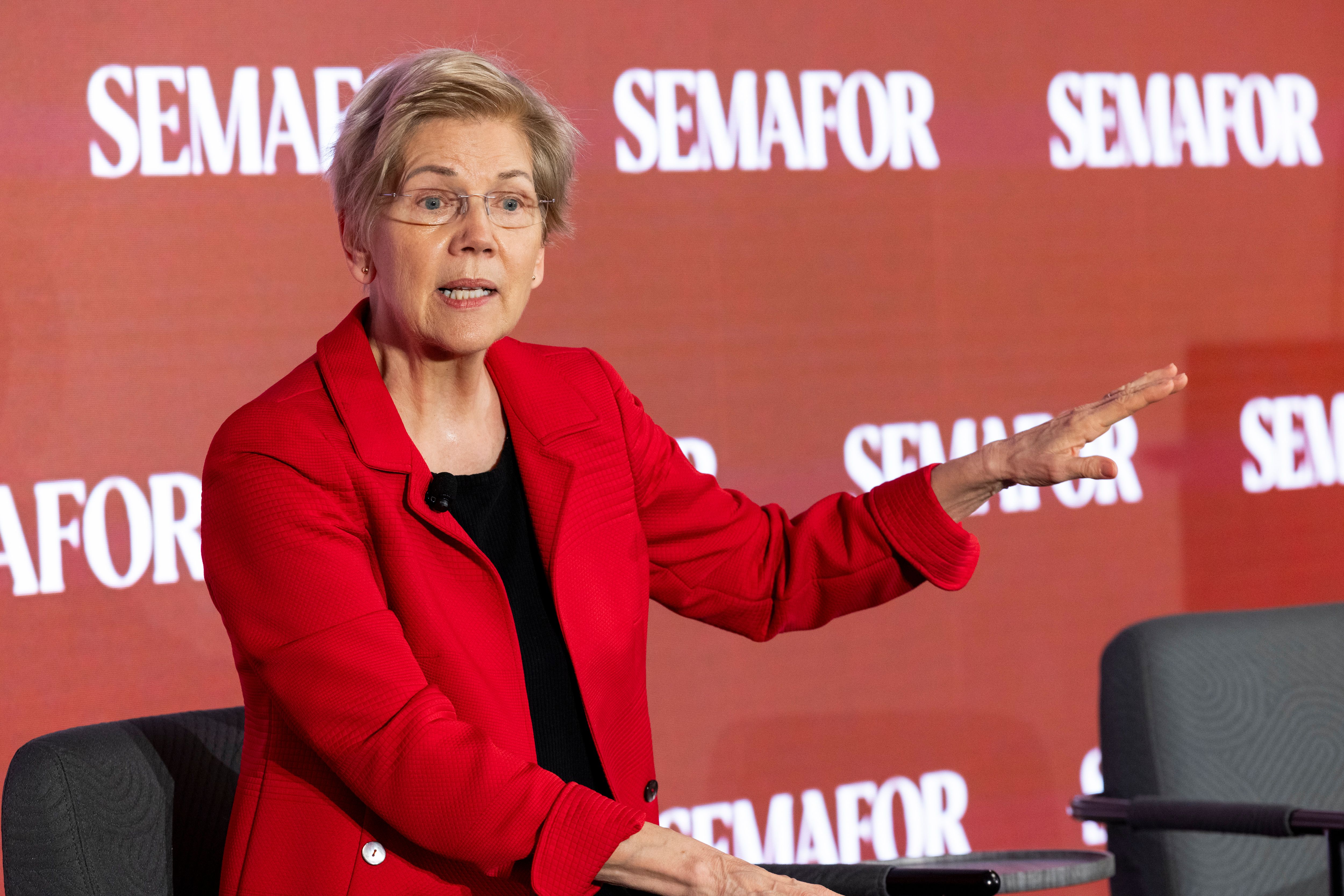 Sen. Elizabeth Warren speaks at Semafor event, March 6.