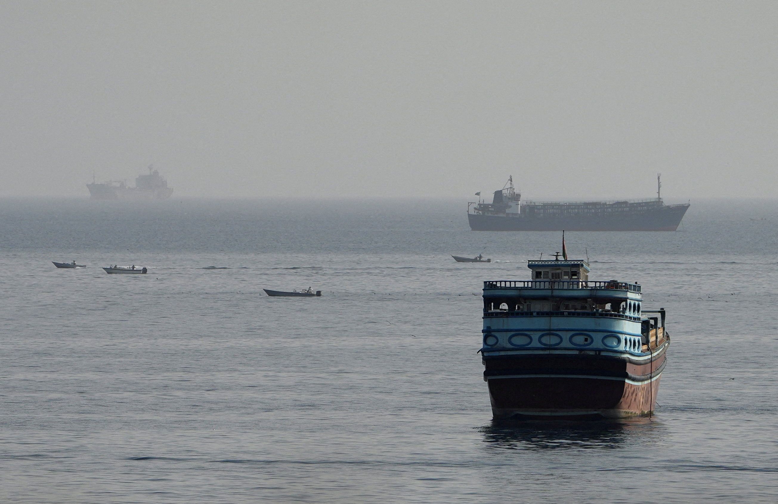 Vessels in the Strait of Hormuz, as seen from Musandam