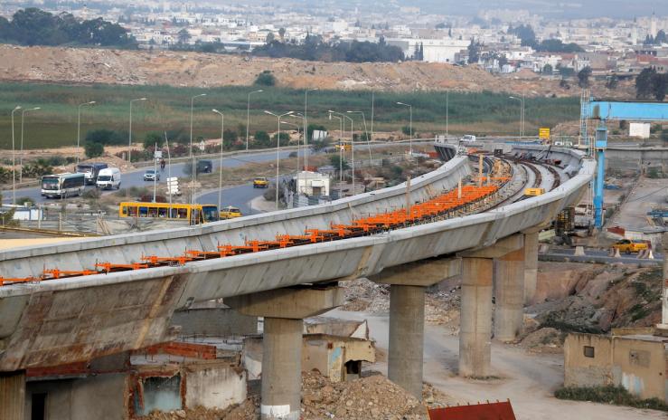 A general view of the construction site of Fast Rail Network (RFR) in Tunis, Tunisia.
