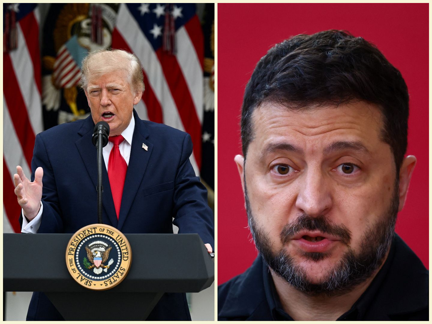 Collage of US President Donald Trump and Ukrainian President Volodymyr Zelenskyy