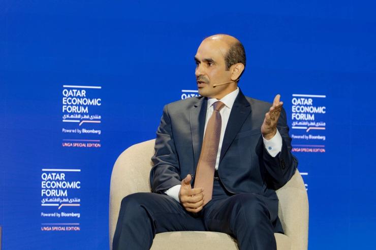 Saad Sherida Al-Kaabi speaking at Qatar Economic Forum, Powered by Bloomberg.