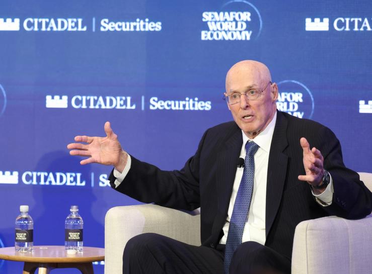 Henry M. Paulson Jr. (Chairman - Paulson Institute) speaks on stage during Semafor World Economy 2026 on April 14, 2026 in Washington, DC.
