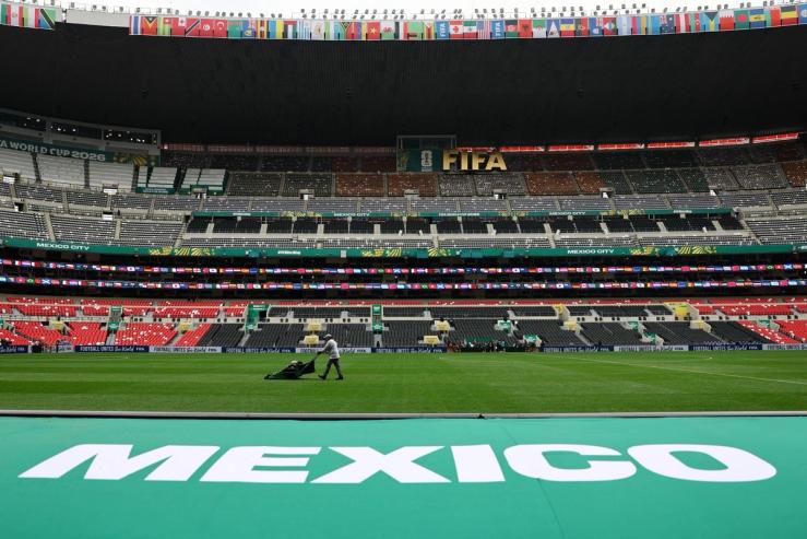 Inside the Azteca Stadium.