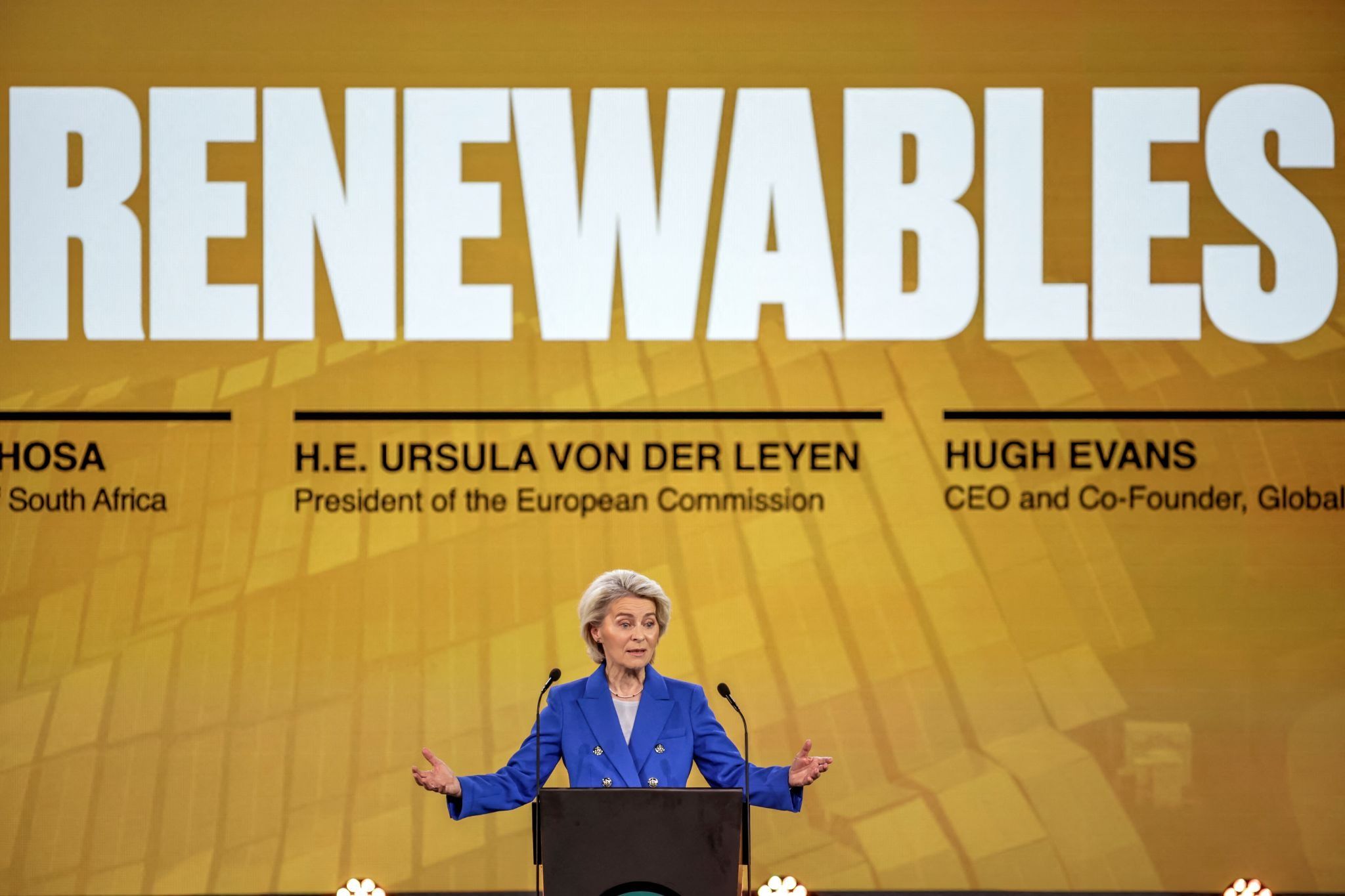EU Comission President Ursula von der Leyen at a renewables conference.
