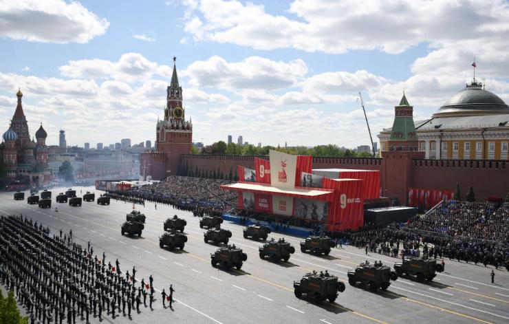 A general view shows Red Square during a military parade on Victory Day.
