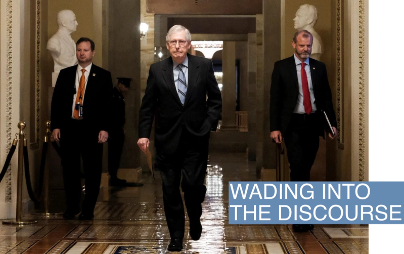 U.S. Senate Minority Leader Mitch McConnell (R-KY) walks at the U.S. Capitol building in Washington, U.S., November 15, 2022.