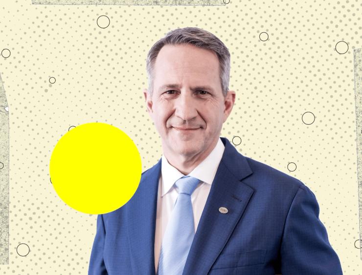 A graphic showing Christophe Beck, CEO of Ecolab.