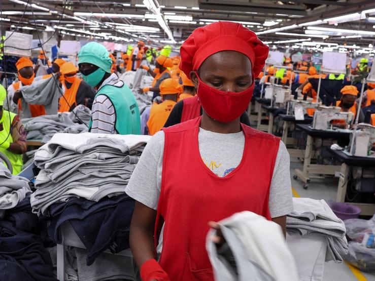 Kenyan workers prepare clothes for export at the New Wide Garment Export Processing Zone (EPZ) factory.