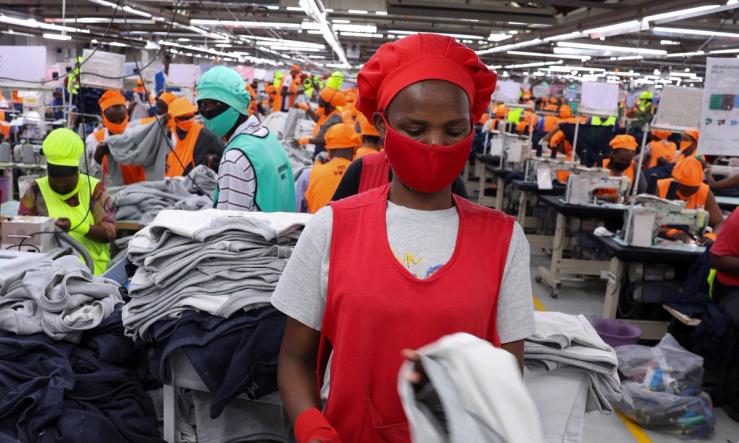 Kenyan workers prepare clothes for export at the New Wide Garment Export Processing Zone (EPZ) factory.