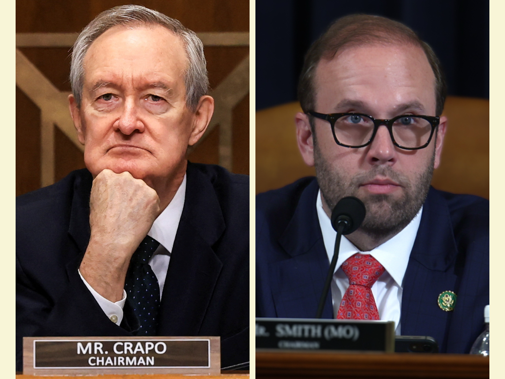 Senate Finance Chair Mike Crapo, R-Idaho, and House Ways and Means Chair Jason Smith, R-Mo.