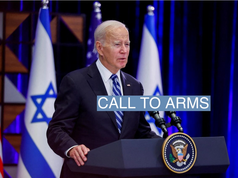 U.S. President Joe Biden delivers remarks as he visits Israel amid the ongoing conflict between Israel and Hamas, in Tel Aviv, Israel, October 18, 2023. REUTERS/Evelyn Hockstein