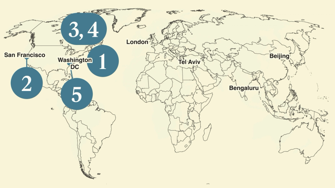 A map of the world.