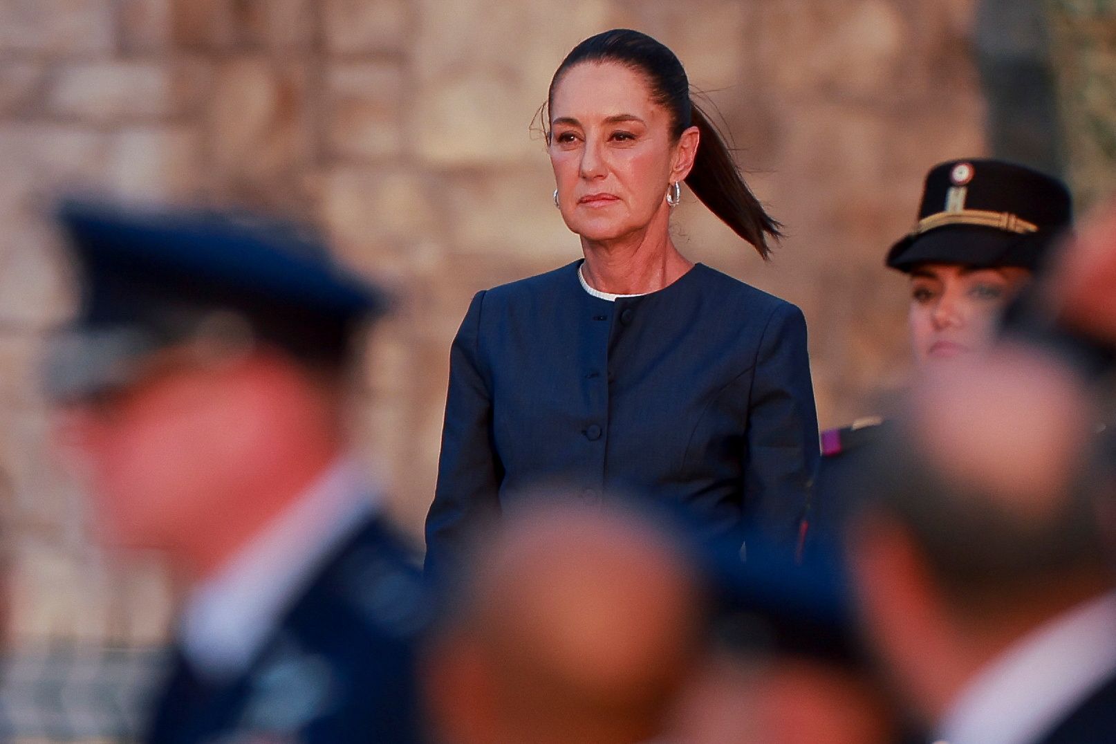 Mexico’s President Claudia Sheinbaum attends the inauguration of the Mexico Aerospace Fair (FAMEX) 2025 at the Santa Lucia military airbase in Zumpango, near Mexico City, Mexico April 22, 2025.