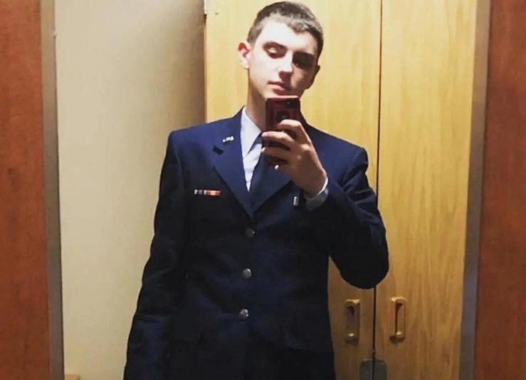 An undated picture shows Jack Douglas Teixeira, a 21-year-old member of the U.S. Air National Guard, who was arrested by the FBI, over his alleged involvement in leaks online of classified documents, posing for a selfie at an unidentified location.