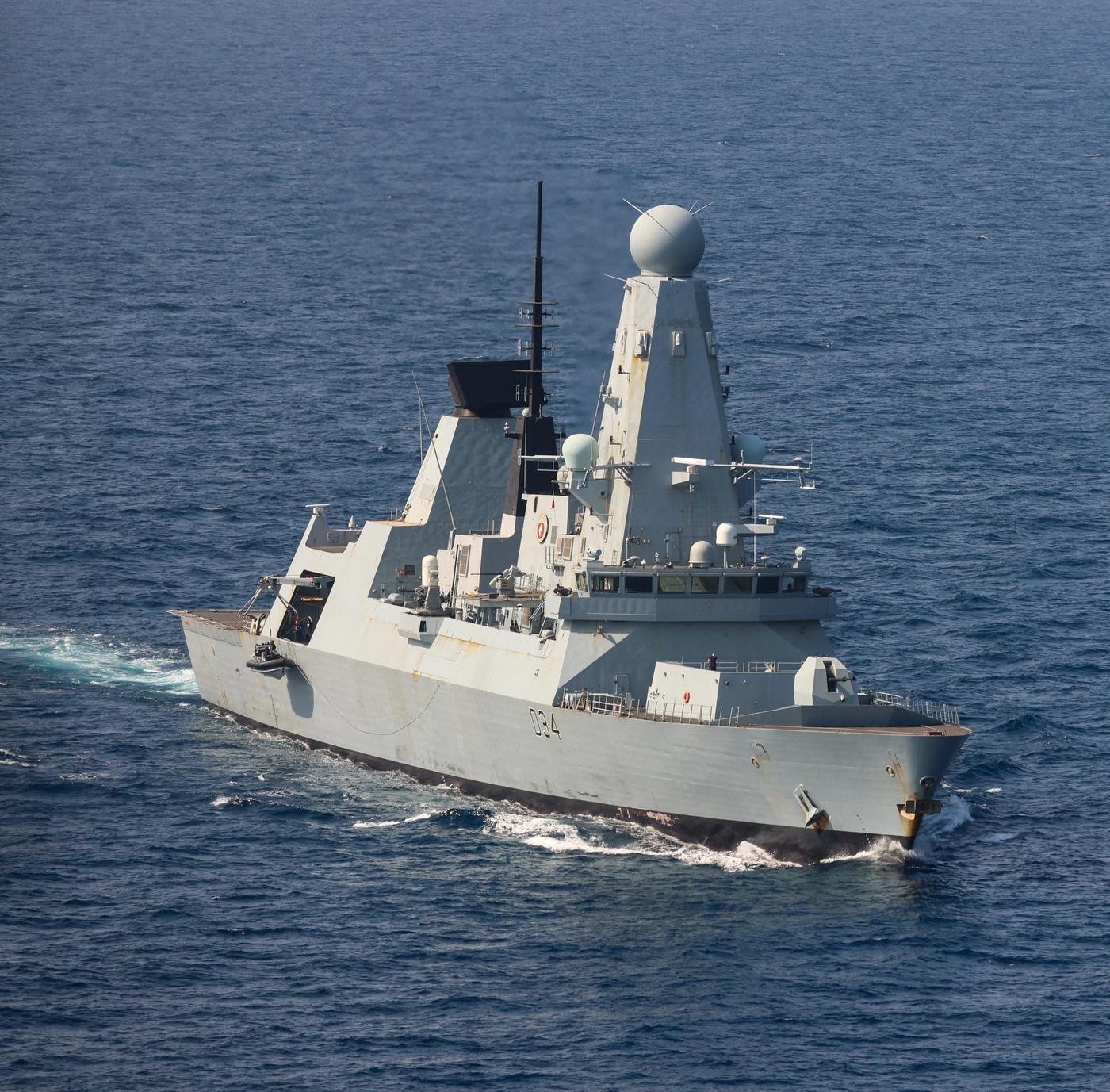 A view shows HMS Diamond in the Red Sea on Operation Prosperity Guardian, in this handout image taken on January 6, 2024.