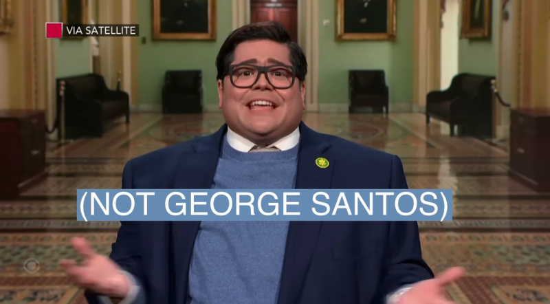 Harvey Guillen playing Congressman George Santos on CBS' "Late Show With Stephen Colbert"