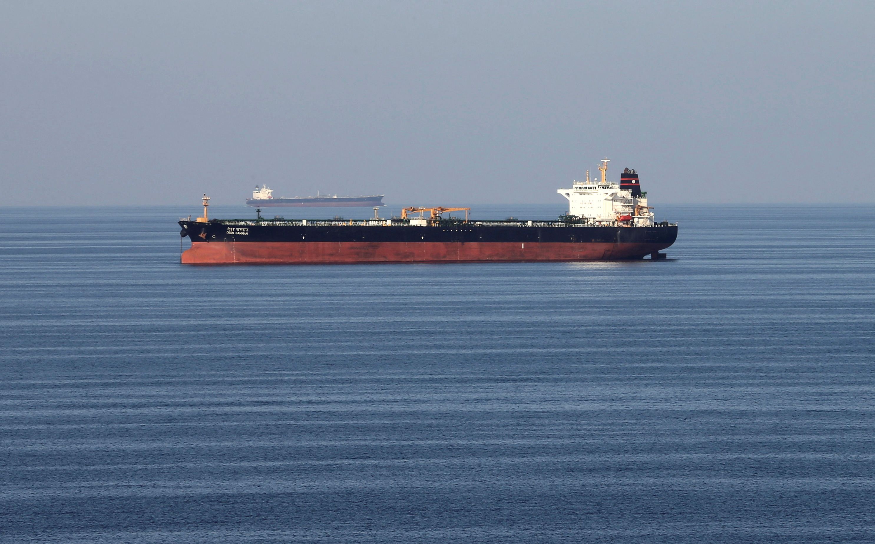 Oil tankers pass through the Strait of Hormuz, 2018.
