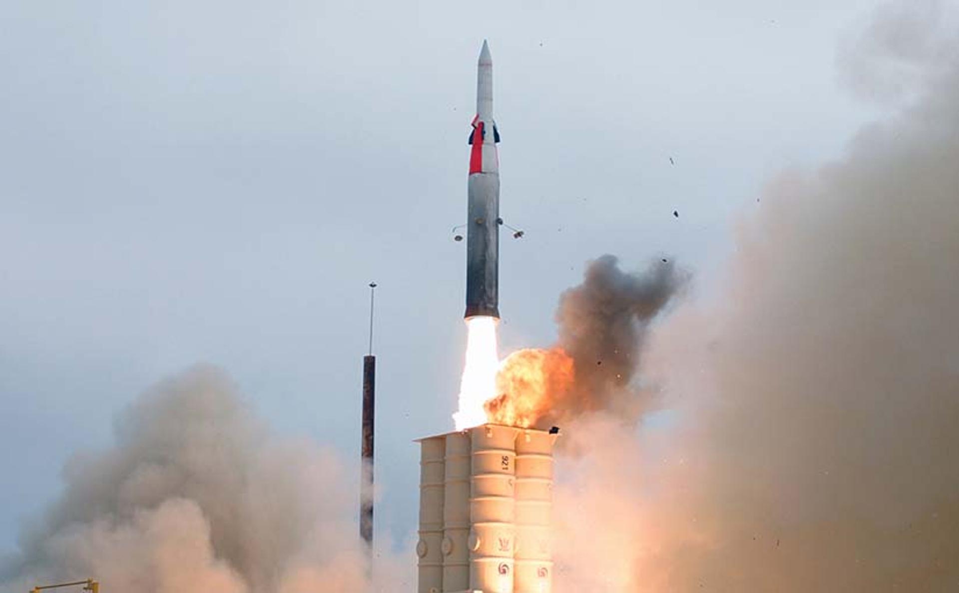 Arrow-2 missile interceptor and Arrow-3  anti ballistic missile taking down a missile