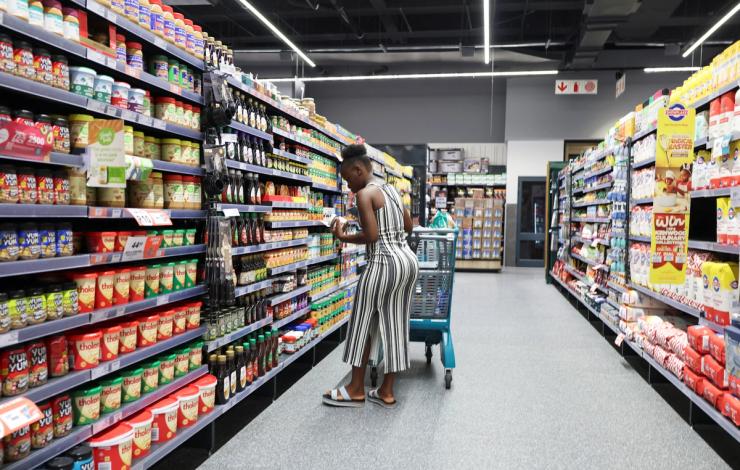 A customer shopping for groceries in South Africa.