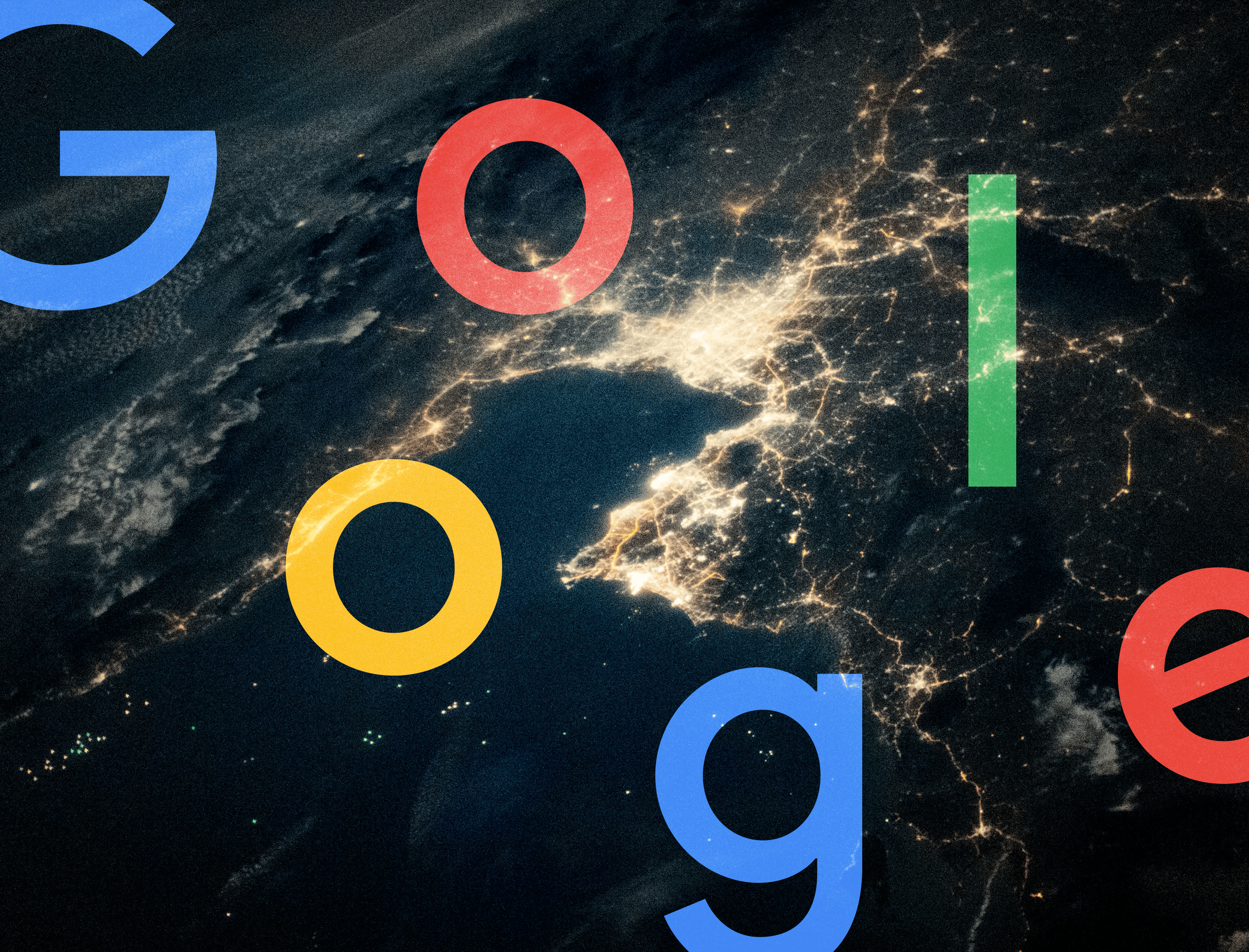 A Google logo and an image of the earth seen from space. 