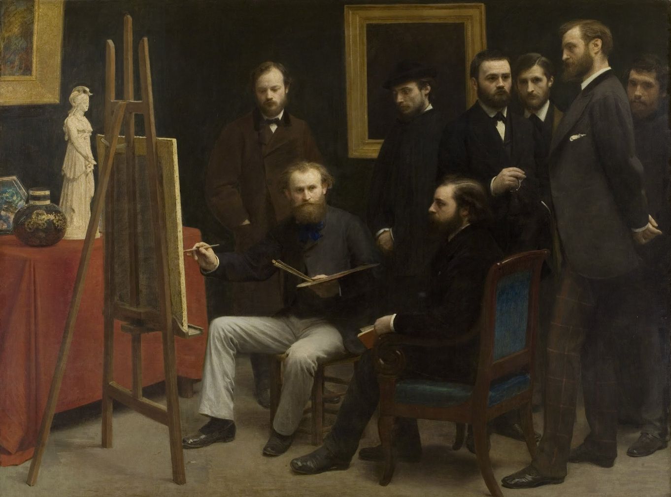 Henri Fantin-Latour’s “A Studio at Les Batignolles” (1870). 