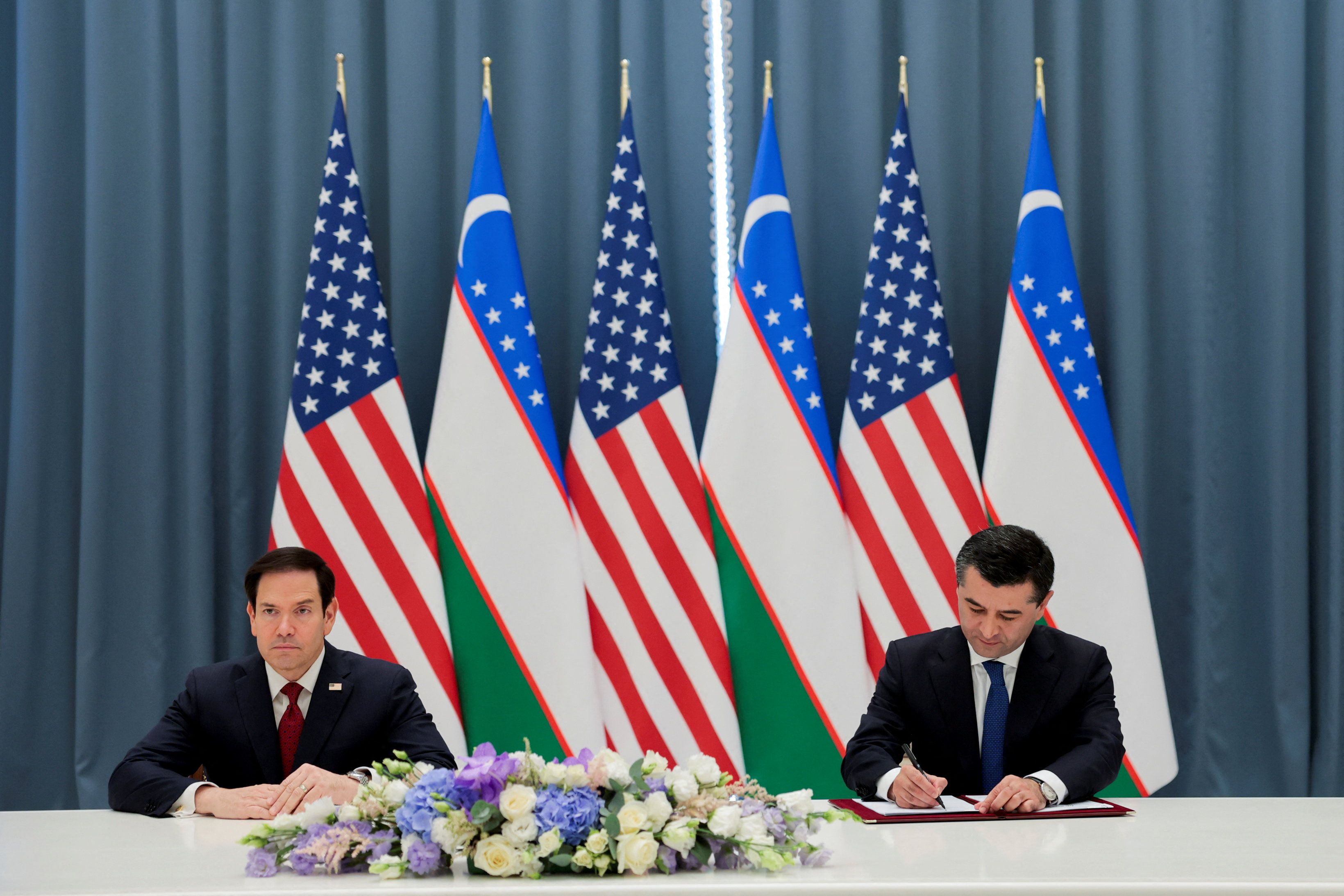 US Secretary of State Marco Rubio and Uzbekistan’s Foreign Minister Bakhtiyor Saidov.