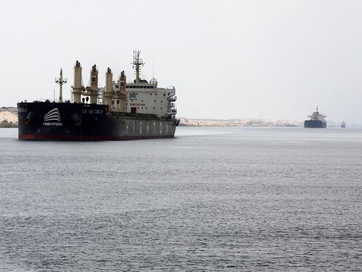 Ship moves through the Suez Canal on July 31, 2026.