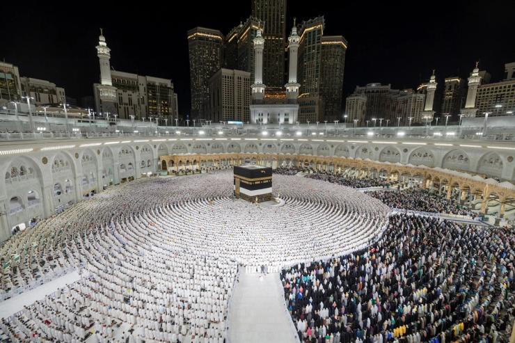 Muslims perform morning prayers in the Grand Mosque during the annual Hajj pilgrimage in the holy city of Mecca.