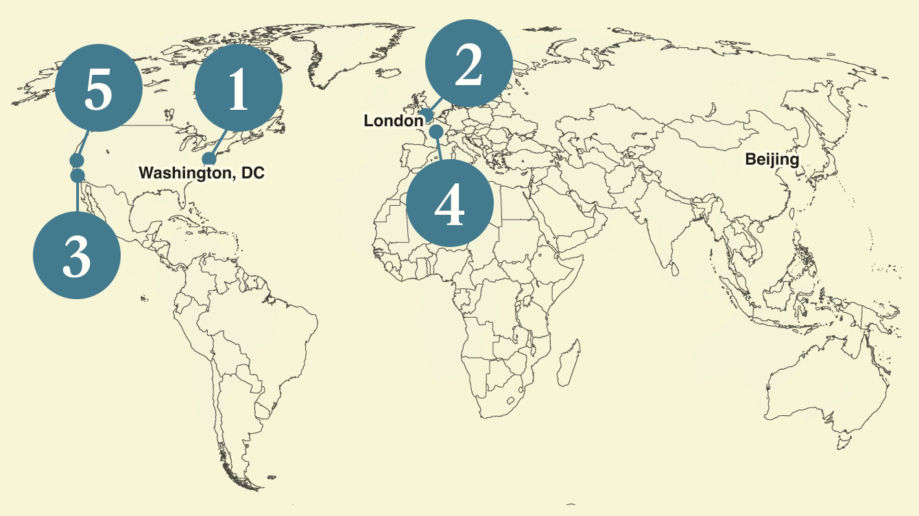 A map of the world.